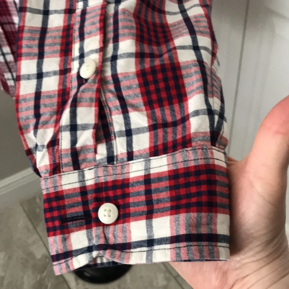 J CREW Red/Blue Plaid Long Sleeves Casual Mens Shirt | M